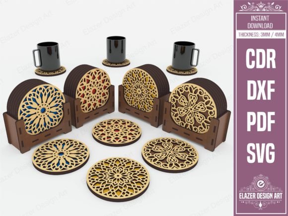 Download 4 Decorative Pattern Boxed Coasters - Decorative pattern Collection