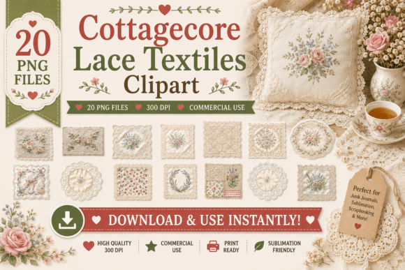 Download Cottagecore Lace Textiles Clipart - Textile Collection
