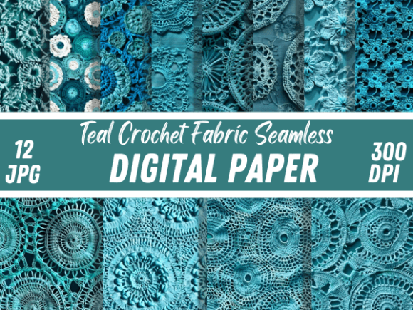 Download Teal Crochet Fabric Textile Set Pattern - Premium Resources