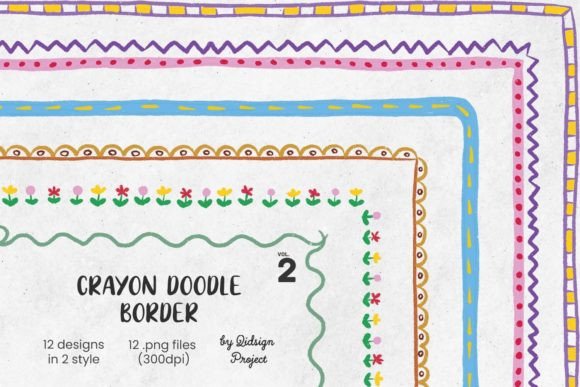 Download 12 Crayon Doodle Border, Decorative Page - Decorative Collection