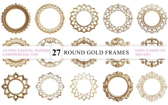 Download Luxury Decorative Round Gold Frames PNG - Decorative Collection