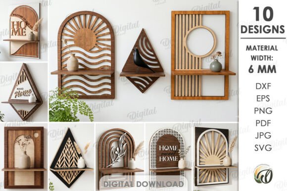 Download 3D Decorative Shelves Bundle Laser Cut - Decorative Collection